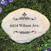 Filigree Welcome Address Garden Stone - Realistic Resin Design with Hide a Key - LED Gift Works