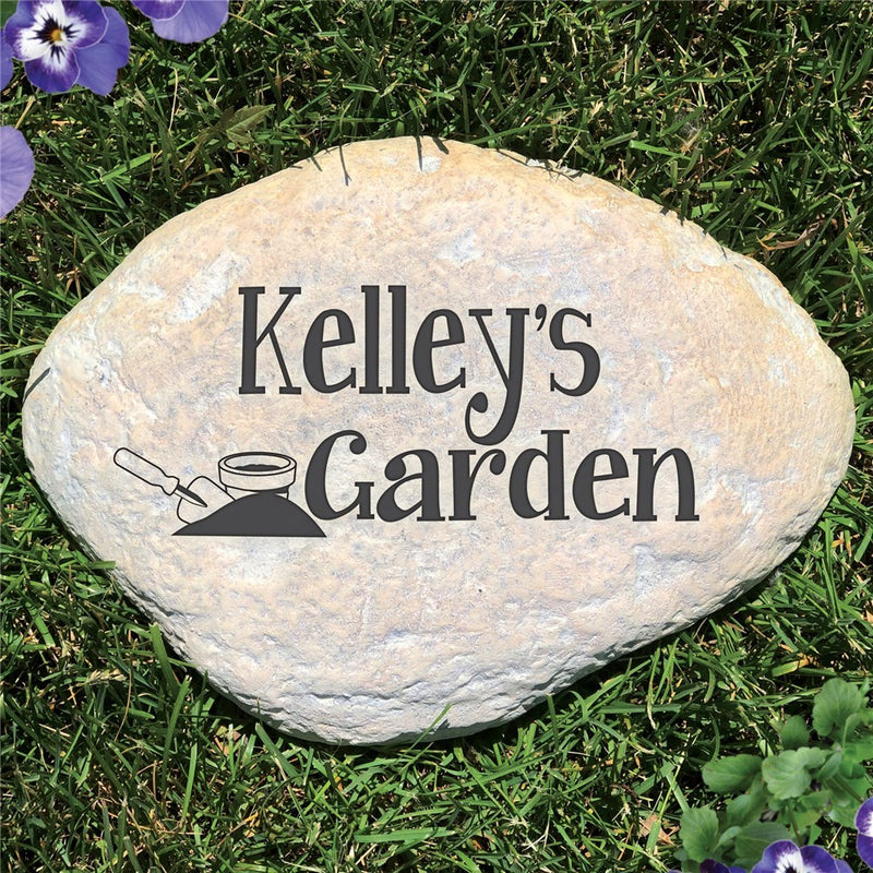 Personalized Name Garden Stone - Realistic Resin Design with Hide a Key - LED Gift Works