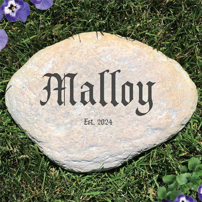 Family Established Year Garden Stone - Realistic Resin Design with Hide a Key - LED Gift Works