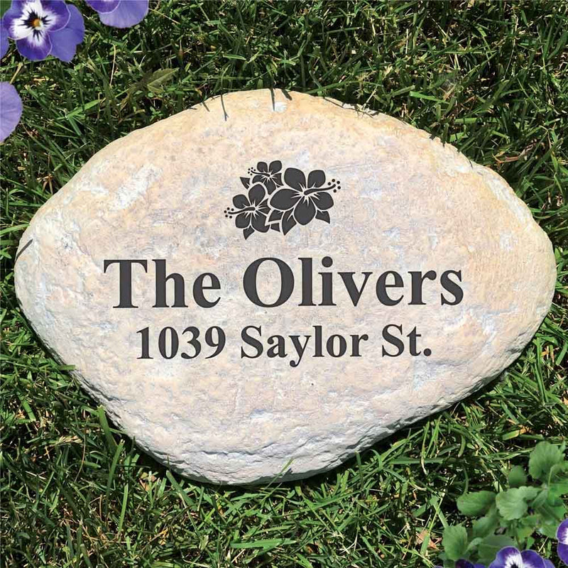 Family Address Personalized Garden Stone - Realistic Resin Design with Hide a Key - LED Gift Works