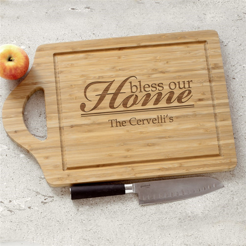 Engraved "Bless Our Home" Cheese Carving Board - Personalized Kitchen Gift - LED Gift Works