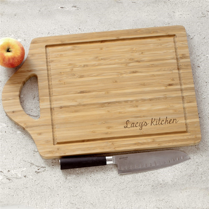 Engraved Family Name Bamboo Carving Board - Personalized Kitchen Decor - LED Gift Works