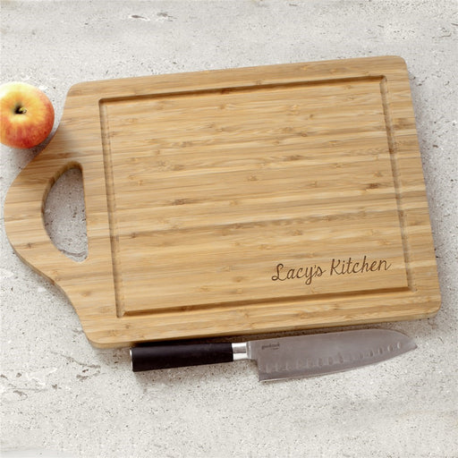 Engraved Family Name Bamboo Carving Board - Personalized Kitchen Decor - Way Up Gifts