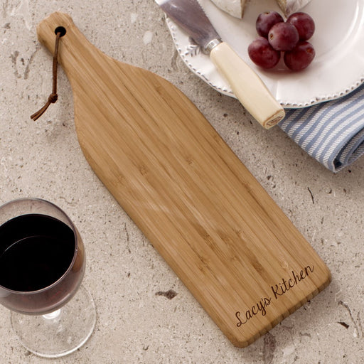Engraved Bamboo Wine Bottle Cheese Cutting Board - Personalized Wine Lover Gift - Way Up Gifts