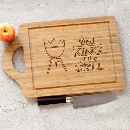 Personalized King of the Grill Cutting Board - BBQ Master Bamboo Board - Way Up Gifts