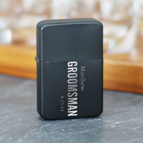 Personalized Black Matte Wedding Party Lighter - Custom Engraved Gift - LED Gift Works