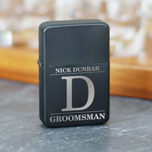 Personalized Black Matte Engraved Lighter - Groomsmen Gift - LED Gift Works