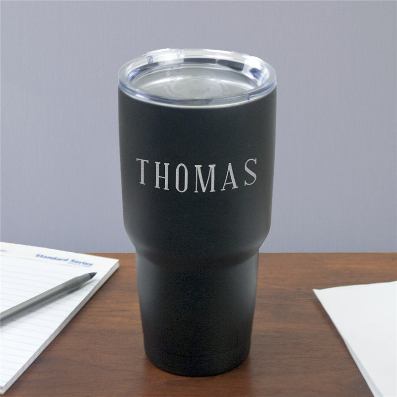 Custom Black 30 oz Extra Large Name Tumbler - Personalized Stainless Steel Travel Mug - LED Gift Works