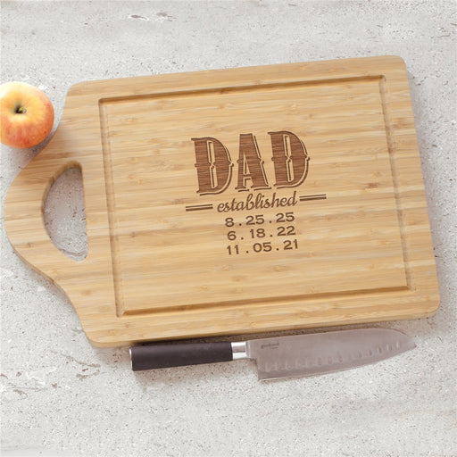Personalized Established Dad Cutting Board - BBQ Handle Board for Fathers - Way Up Gifts