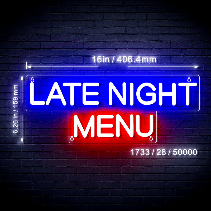 Late Night Menu Flex Silicone LED Sign (Neon-Style, LED Technology) - LED Gift Works