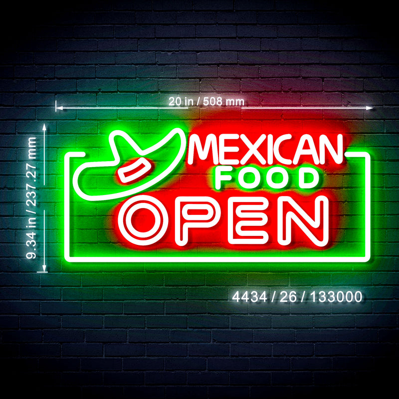 Restaurant Mexican Food Open Ultra-Bright LED Sign with Remote (Neon-Style, LED Technology) - LED Gift Works