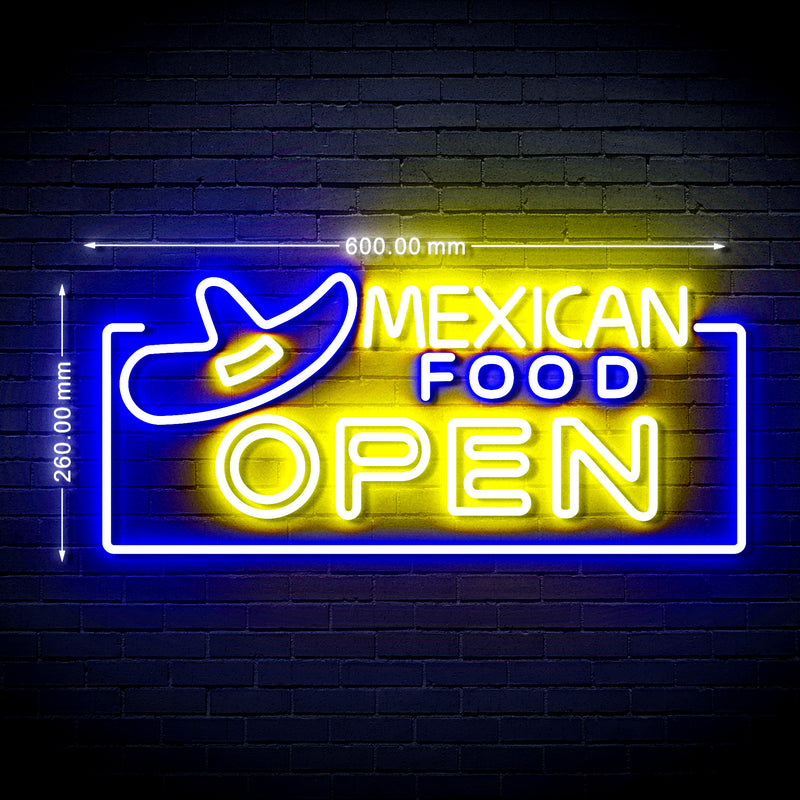 Restaurant Mexican Food Open Ultra-Bright LED Sign with Remote (Neon-Style, LED Technology) - LED Gift Works