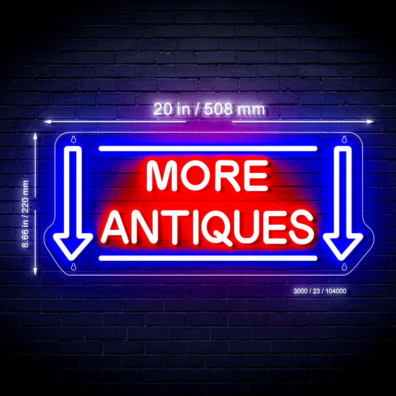 Down Arrows More Antiques Ultra-Bright LED Sign with Remote (Neon-Style, LED Technology) - LED Gift Works