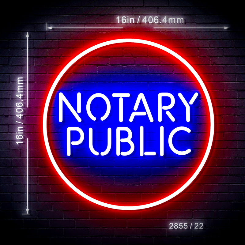 16" Round Notary Public Flex Silicone LED Sign (Neon-Style, LED Technology) - LED Gift Works