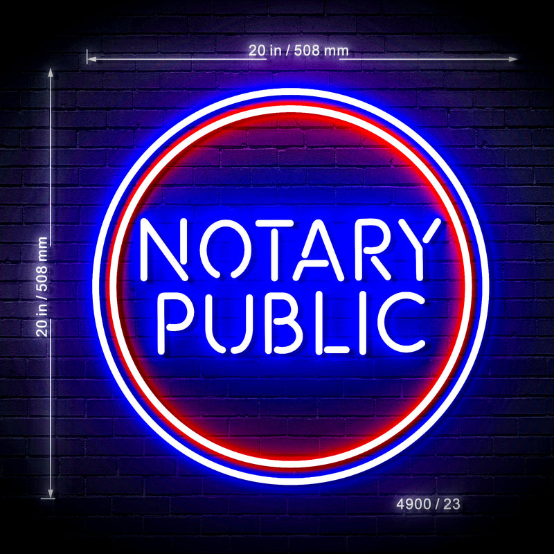 20" Round Notary Public Ultra-Bright LED Sign with Remote (Neon-Style, LED Technology) - LED Gift Works