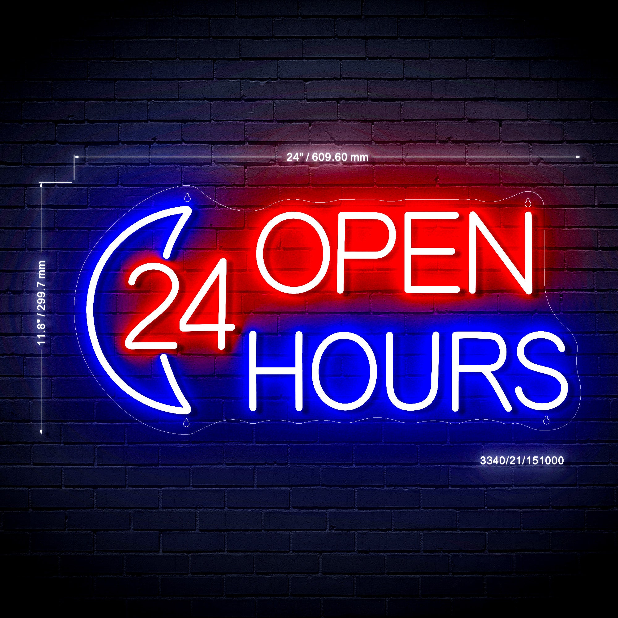 Open 24 Hours Ultra-Bright LED Sign with Remote (Neon-Style, LED Techn ...
