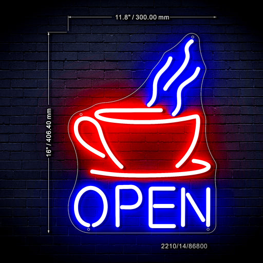 Open Coffee Cup Flex Silicone LED Sign (Neon-Style, LED Technology) - Way Up Gifts