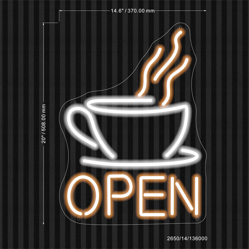 Open Coffee Cup Ultra-Bright LED Sign with Remote (Neon-Style, LED Technology) - LED Gift Works