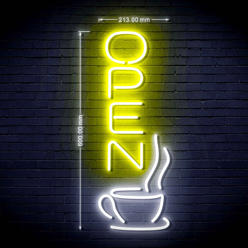 Vertical Open Coffee Ultra-Bright LED Sign with Remote (Neon-Style, LED Technology) - LED Gift Works