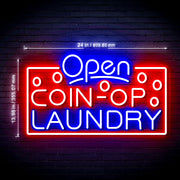 Laundromat Open Coin Operated Laundry Ultra-Bright LED Sign with Remote (Neon-Style, LED Technology) - LED Gift Works