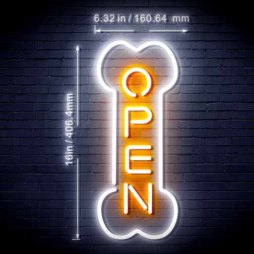 Vertical Open Dog Bone Grooming Pet Shop Flex Silicone LED Sign (Neon-Style, LED Technology) - Way Up Gifts
