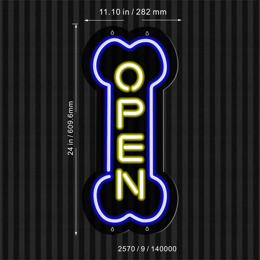 Vertical Open Dog Bone Grooming Pet Shop Ultra-Bright LED Sign with Remote (Neon-Style, LED Technology) - Way Up Gifts
