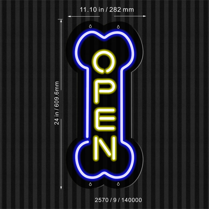 Vertical Open Dog Bone Grooming Pet Shop Ultra-Bright LED Sign with Remote (Neon-Style, LED Technology) - Way Up Gifts