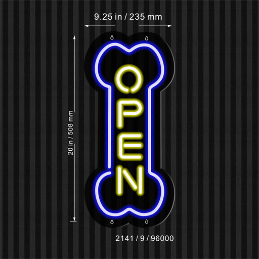 Vertical Open Dog Bone Grooming Pet Shop Ultra-Bright LED Sign with Remote (Neon-Style, LED Technology) - LED Gift Works