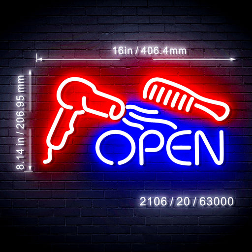 Open Dryer Comb Hair Salon Flex Silicone LED Sign (Neon-Style, LED Technology) - Way Up Gifts