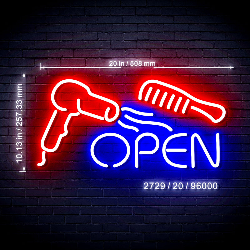 Open Dryer Comb Hair Salon Ultra-Bright LED Sign with Remote (Neon-Style, LED Technology) - LED Gift Works