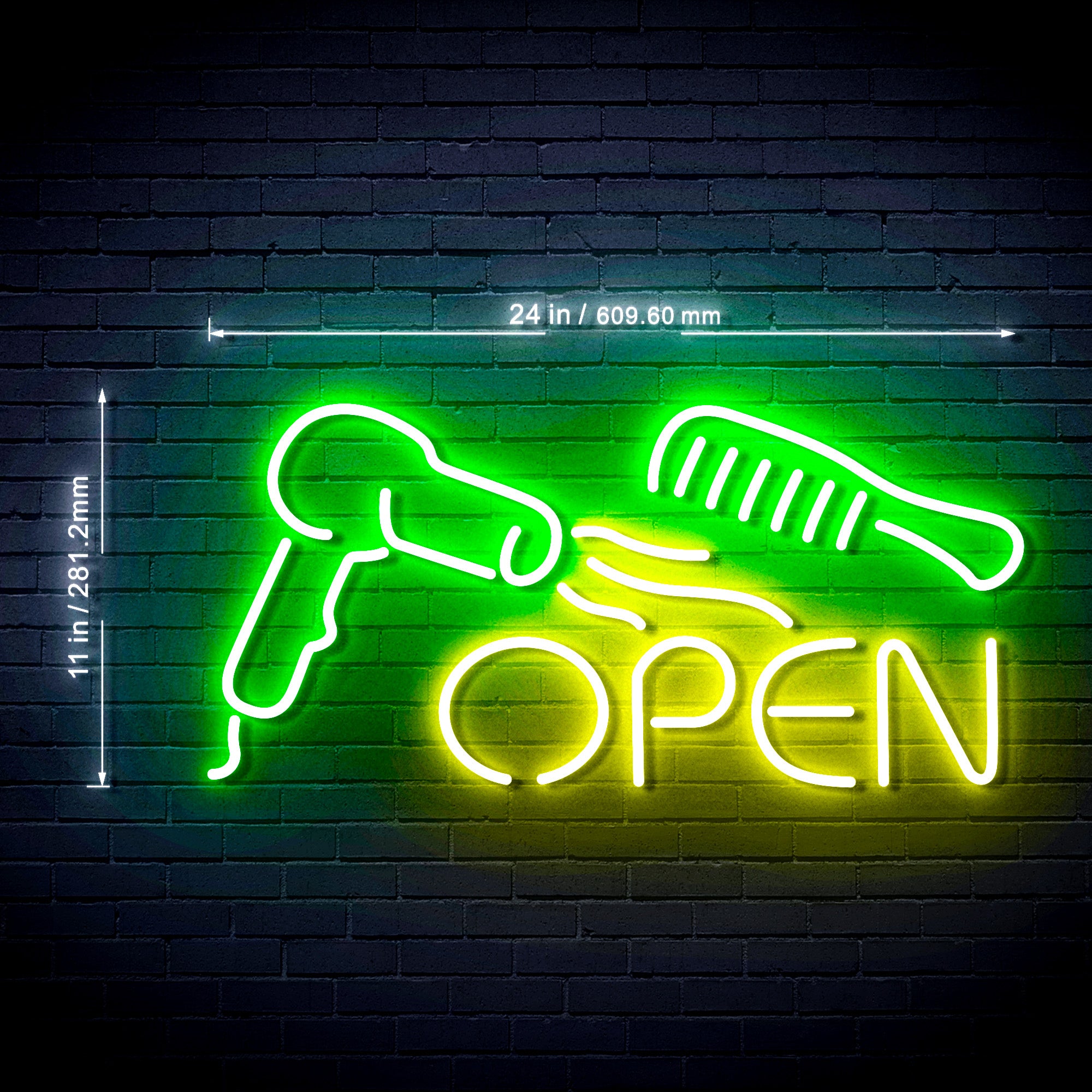 Open Dryer Comb Hair Salon Ultra-Bright LED Sign with Remote (Neon-Sty ...