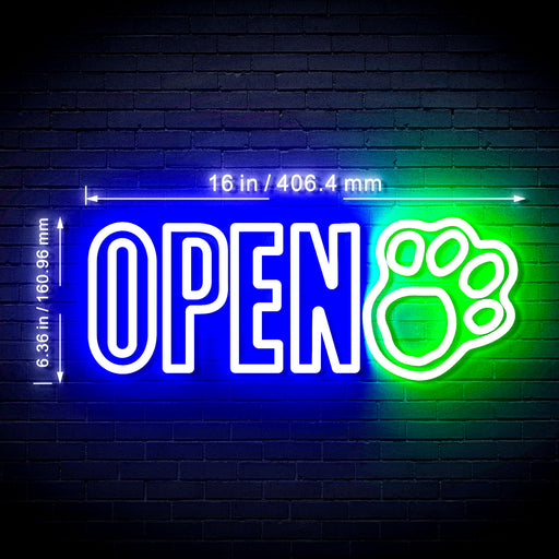 Open Paw Print Dog Grooming Flex Silicone LED Sign (Neon-Style, LED Technology) - Way Up Gifts