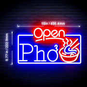 Open Pho Vietnam Noodles Flex Silicone LED Sign (Neon-Style, LED Technology) - LED Gift Works