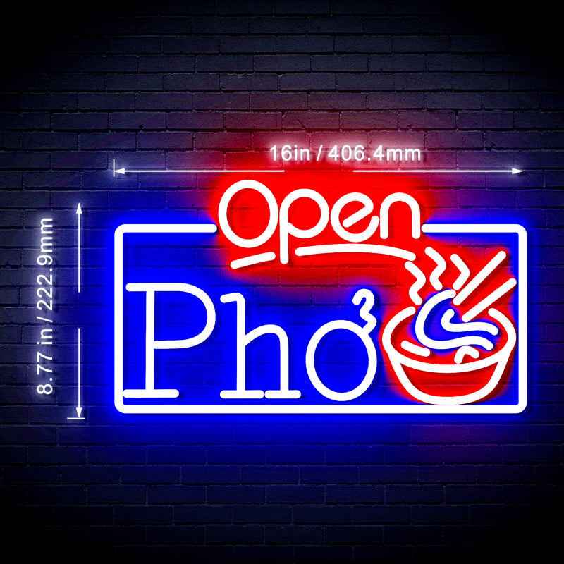 Open Pho Vietnam Noodles Flex Silicone LED Sign (Neon-Style, LED Technology) - LED Gift Works