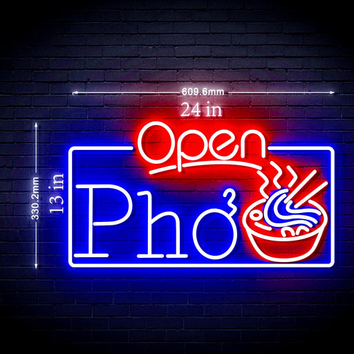 Open Pho Vietnam Noodles Ultra-Bright LED Sign with Remote (Neon-Style, LED Technology) - LED Gift Works