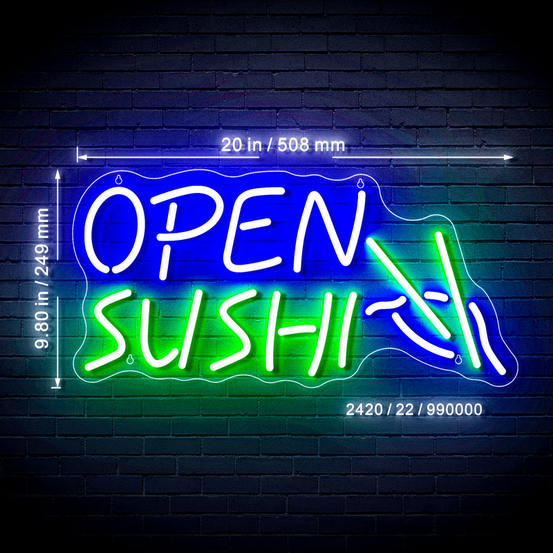 Open Sushi Ultra-Bright LED Sign with Remote (Neon-Style, LED Technology) - LED Gift Works