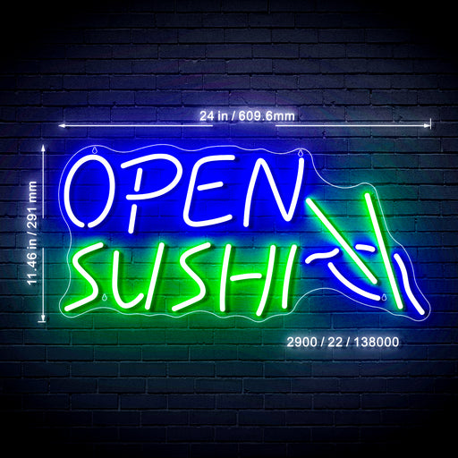 Open Sushi Ultra-Bright LED Sign with Remote (Neon-Style, LED Technology) - LED Gift Works