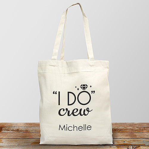 Custom Canvas Tote - Personalized "I Do Crew" Bridal Party Bag - LED Gift Works