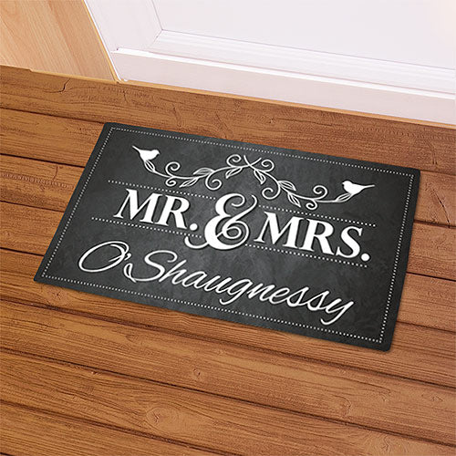 Mr. & Mrs. Personalized Welcome Mat - Custom Wedding Entry Mat - LED Gift Works