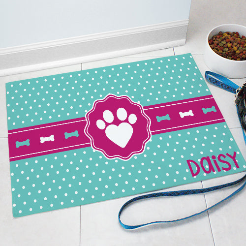 Heart Print Pet Mat - Personalized Feeding Rug - Way Up Gifts
