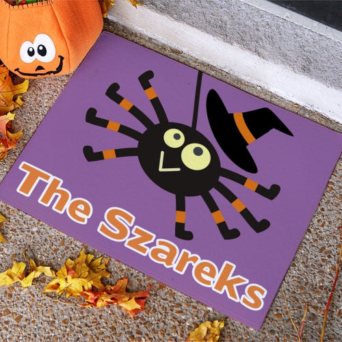 Halloween Spider Personalized Doormat - Custom Spooky Welcome Mat - LED Gift Works