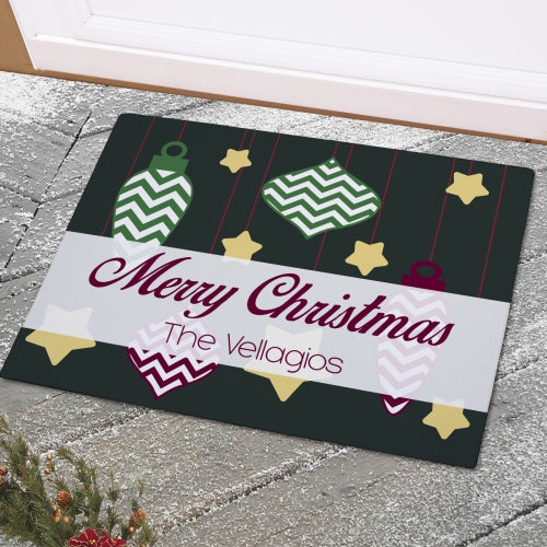 Christmas Ornament Personalized Doormat - Custom Holiday Entry Mat - Way Up Gifts