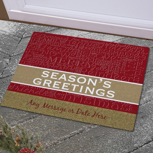 Christmas Words Personalized Doormat - Custom Holiday Welcome Mat - Way Up Gifts