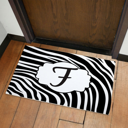 Zebra Print Personalized Welcome Mat - Custom Animal Print Doormat - LED Gift Works