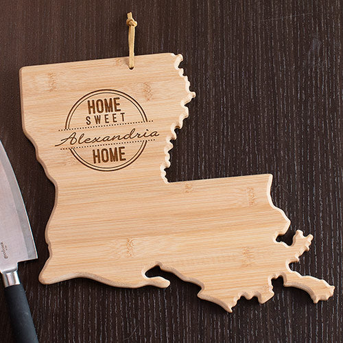 Personalized Louisiana State Cutting Board - Home Sweet Home Carving Board - Way Up Gifts
