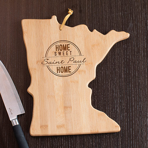 Personalized Minnesota State Cutting Board - Home Sweet Home Bamboo Gift - Way Up Gifts