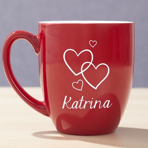 Engraved Valentine Red Bistro Mug - Custom Valentine's Day Mug - Way Up Gifts