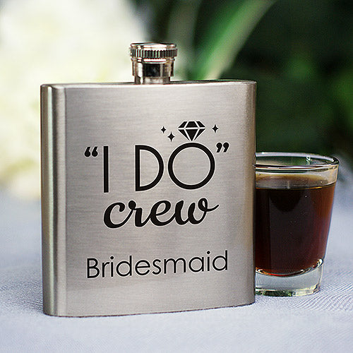 "I Do Crew" Personalized Flask - Bridesmaid or Bachelorette Gift - LED Gift Works