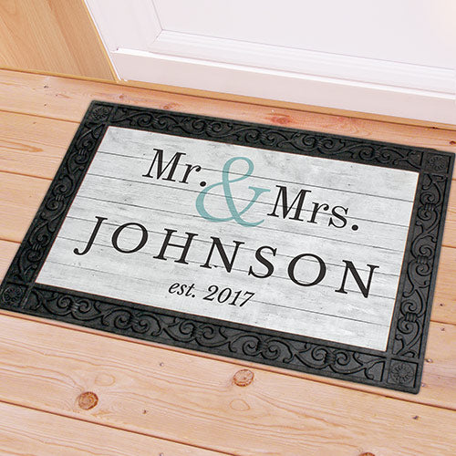 Mr. and Mrs. Personalized Doormat - Custom Couple's Welcome Mat - LED Gift Works