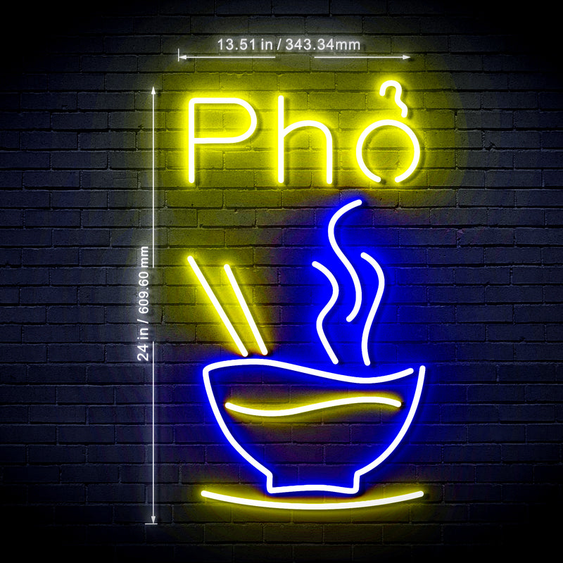 Vertical Vietnamese Noodles Pho Ultra-Bright LED Sign with Remote (Neon-Style, LED Technology) - LED Gift Works